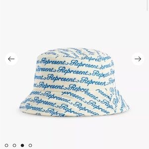 REPRESENT Logo text-embroidered cotton-twill bucket hat